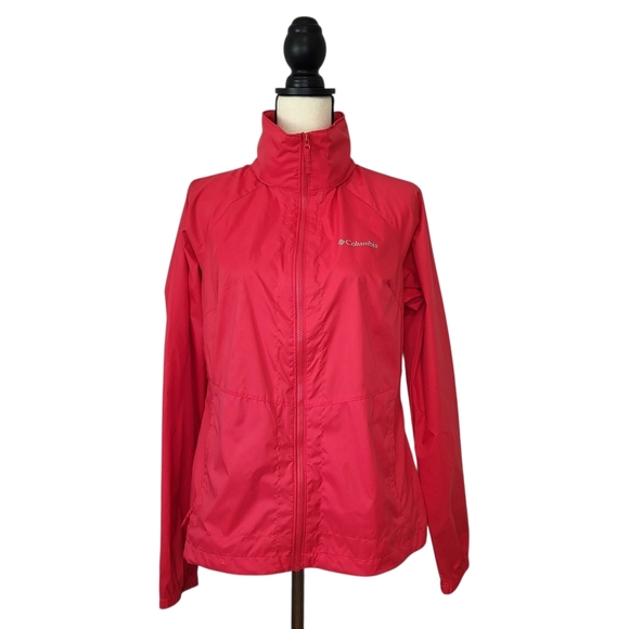 Columbia Jacket Switchback Red Lightweight Windbreaker HoodWater Repellent Sz M - Picture 1 of 12